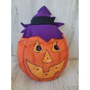Plush pumpkin witch hat AS IS Jack O'Lantern  hanging prop Decor
